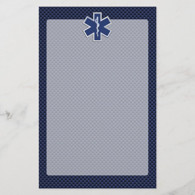 Papelaria Star of Life Paramedic EMS on Blue Carbon Fiber (Frente)