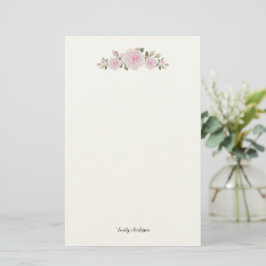 Papelaria Stationary Paper with Name Soft Pink Roses