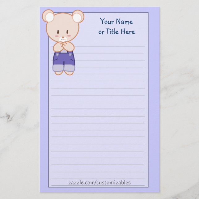 Papelaria Stationery do Boy Bear (Frente)