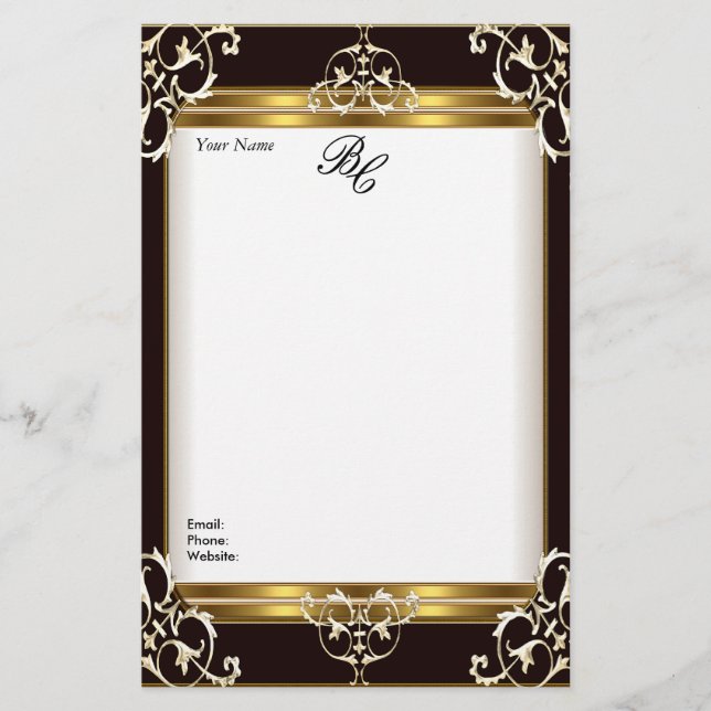 Papelaria Stationery Elegante Elite Dourada Branca Elegante (Frente)