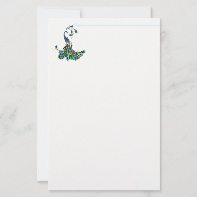 Papelaria Stationery Paper-Peacock (Frente)