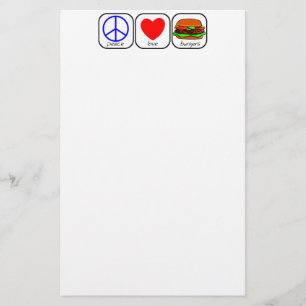 Papelaria Stationery, Paz, Amor e Burgers