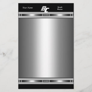 Papelaria Stationery Silver Chrome Black Elite Elegante