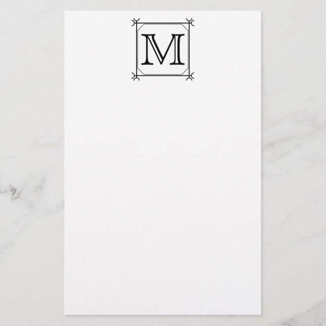 Papelaria Sua letra. Monograma feito sob encomenda. Preto e (Frente)