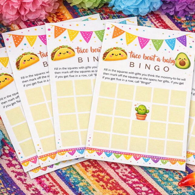 Papelaria Taco sobre um bebê - Jogo de Bingo para Chá de Beb (Criador carregado)