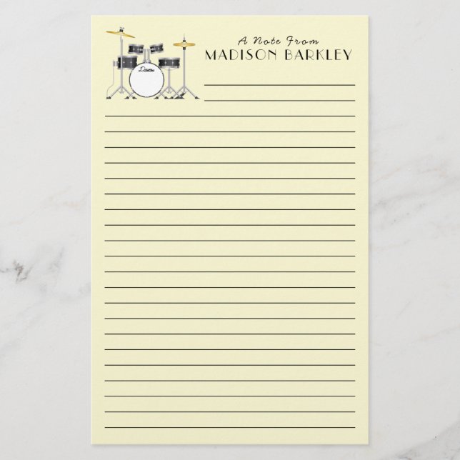 Papelaria Tambor Set Drummer Banda Professora Músico (Frente)