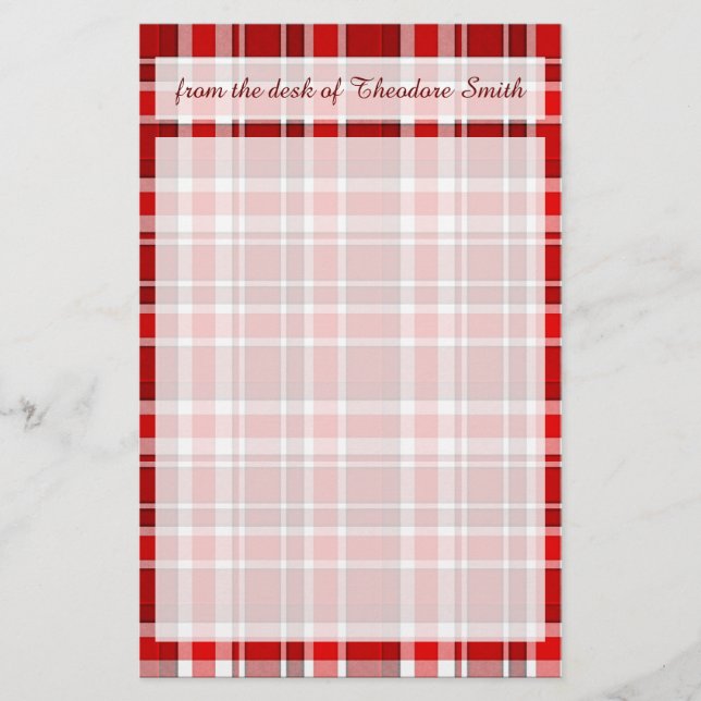 Papelaria Tartan Xadrez branca (Frente)