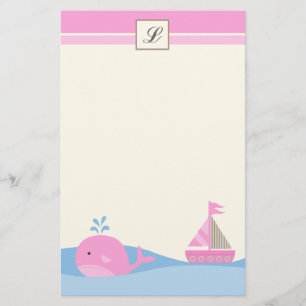 Papelaria {TBA} 5,5" x 8,5" baleia cor-de-rosa estacionária