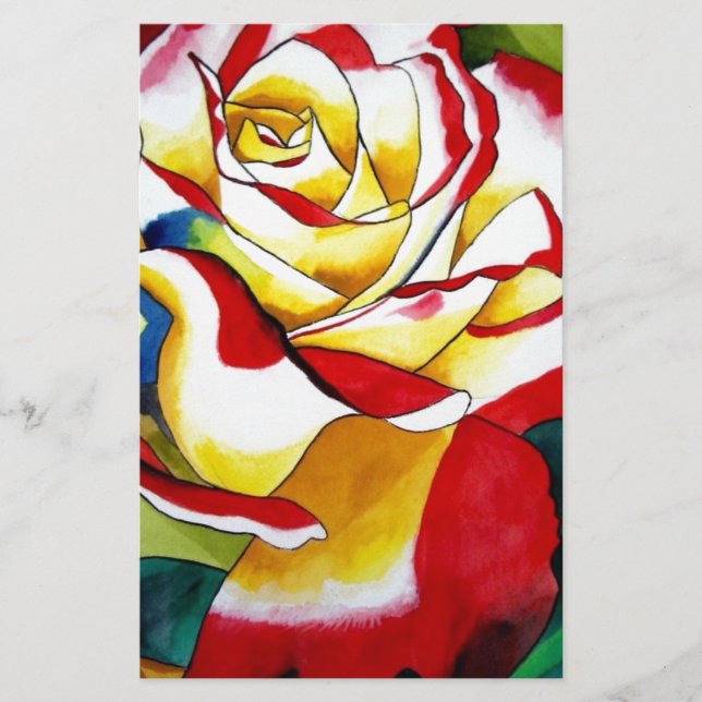 Papelaria Tea Rosa watercolor original art Flower (Frente)