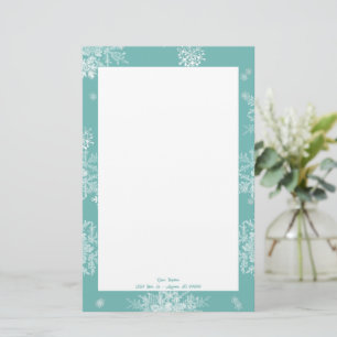Papelaria Teal Christmas Snowflakes Stationery