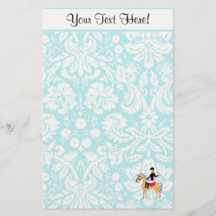 Papelaria Teal Damask Equestrian