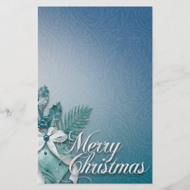 Papelaria Teal e White Felry Natal Ornados Fitas (Frente)