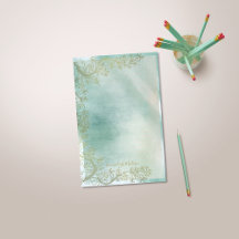 Teal Monograma Linhado Ornamental