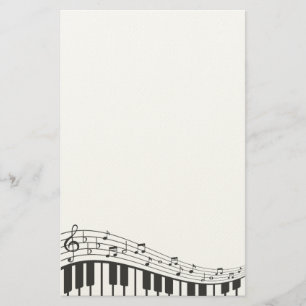 Papelaria Teclado Piano Preto e Branco Personalizado. Adicio