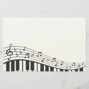 Papelaria Teclado Piano Preto e Branco Personalizado. Adicio