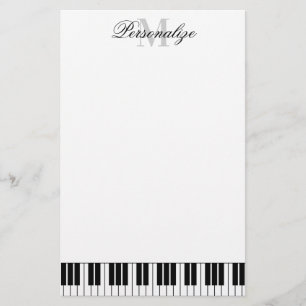 Papelaria Teclas pretas e brancas de piano nome personalizad
