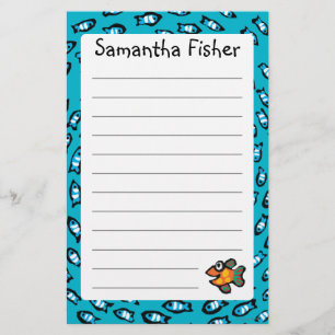 Papelaria Teste padrão azul da escola dos peixes com os