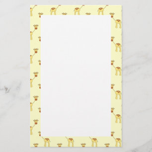 Papelaria Teste padrão bonito do girafa no amarelo