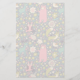 Papelaria Teste padrão bonito dos animais da floresta