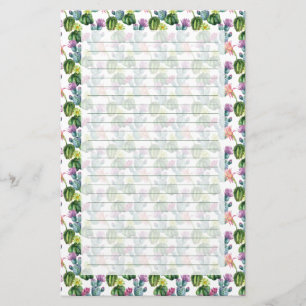 Papelaria Teste padrão da arte dos cactos da aguarela