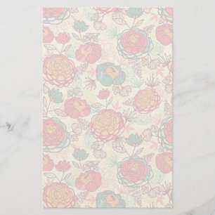 Papelaria Teste padrão das flores e das folhas da peônia