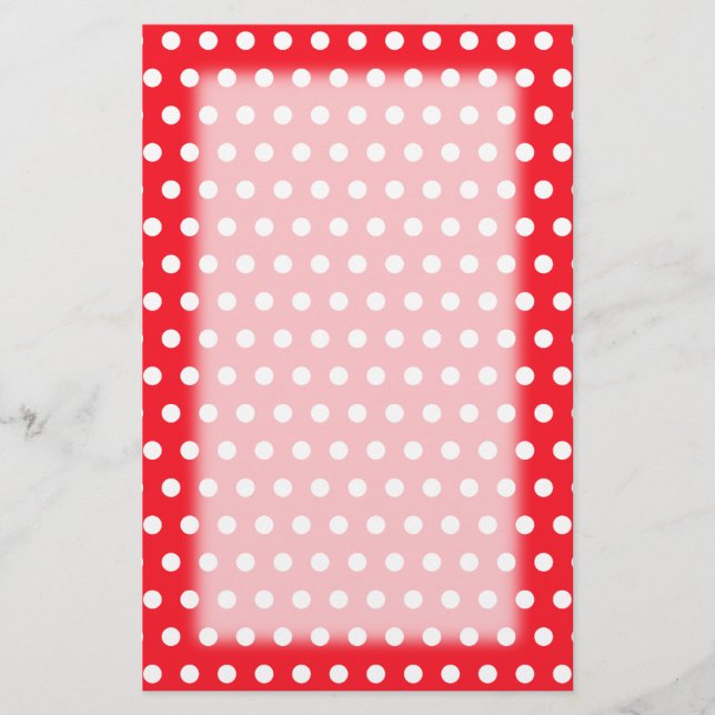 Papelaria Teste padrão de bolinhas vermelho e branco. (Frente)