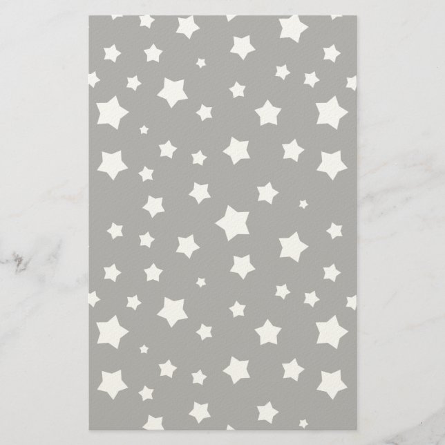 Papelaria Teste padrão de estrelas preto e branco (Frente)