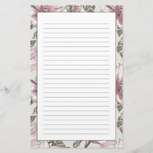 Papelaria Teste padrão de flores cor-de-rosa silenciado do