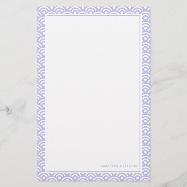 Papelaria Teste padrão de Seigaiha do japonês da lavanda (Frente)