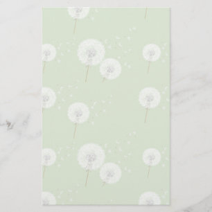 Papelaria Teste padrão do dente-de-leão no fundo verde