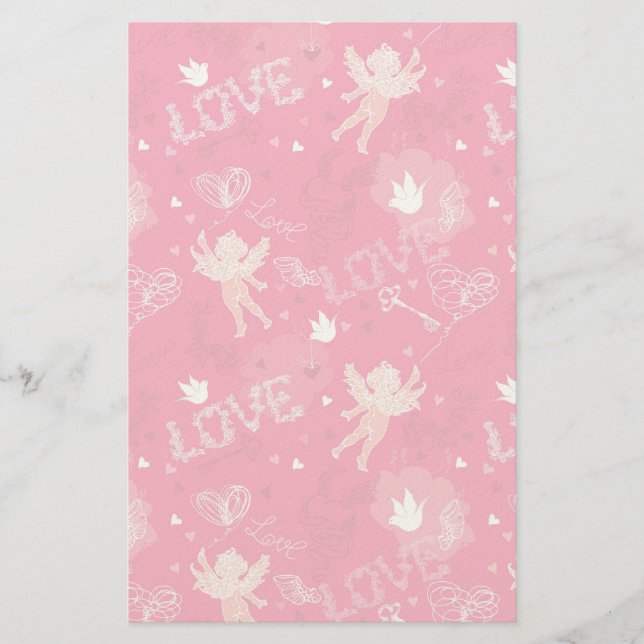 Papelaria Teste padrão do dia dos namorados com Cupido (Frente)