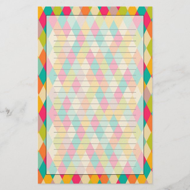 Papelaria Teste padrão do vintage do Harlequin (Frente)