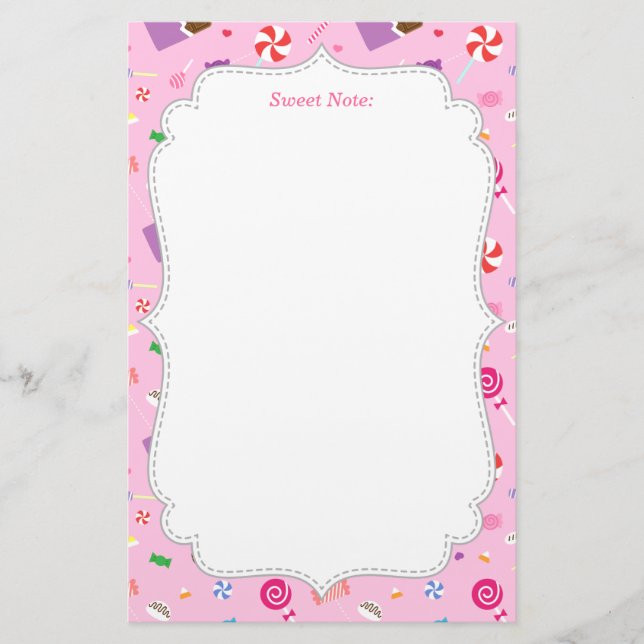 Papelaria Teste padrão doce colorido dos doces para meninas (Frente)