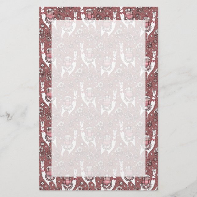 Papelaria Teste padrão engraçado dos lamas (Frente)