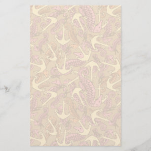 Papelaria Teste padrão esboçado do cavalo marinho e da