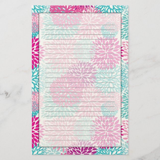 Papelaria Teste padrão floral brilhante 2 (Frente)