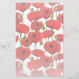 Papelaria Teste padrão floral das papoilas vermelhas