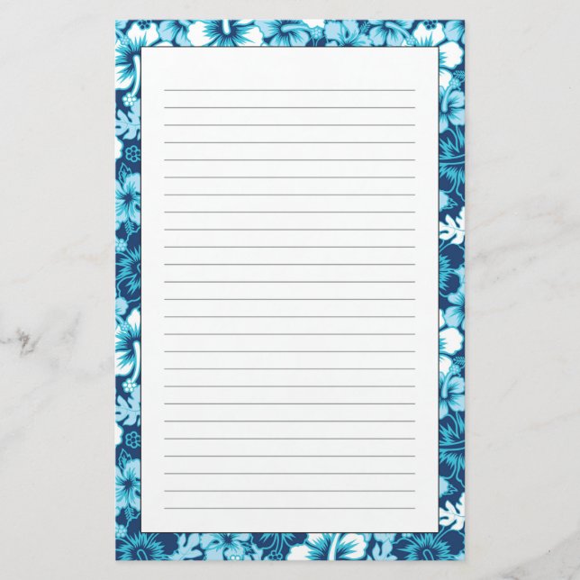 Papelaria Teste padrão floral do hibiscus do surf (Frente)