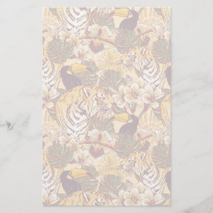 Papelaria Teste padrão floral tropical com tigre