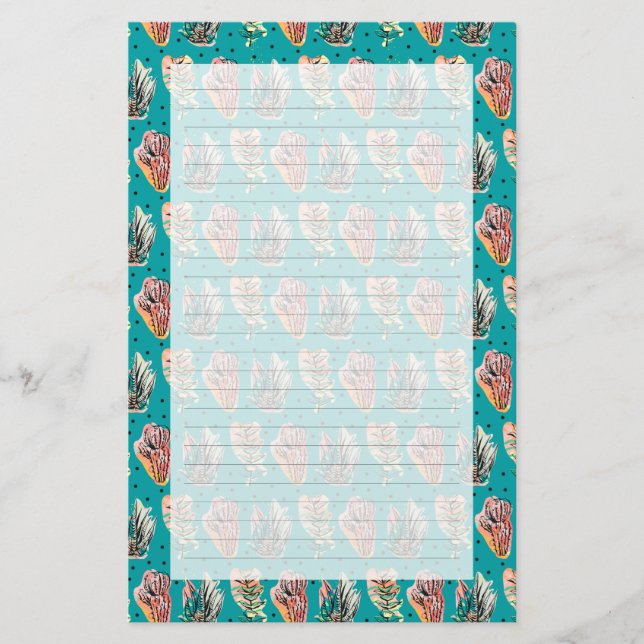 Papelaria Teste padrão gráfico abstrato do Succulent do (Frente)