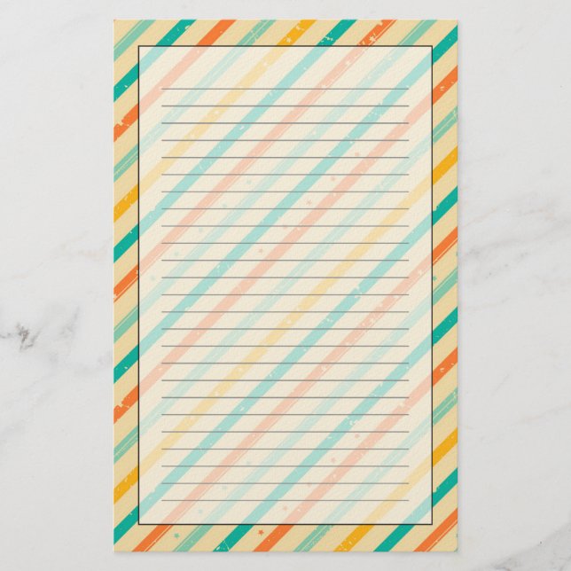 Papelaria Teste padrão listrado do grunge retro (Frente)