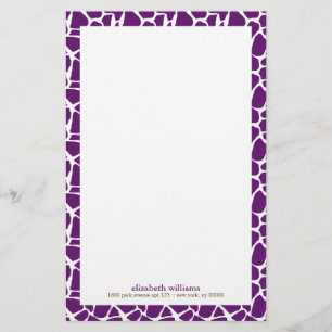 Papelaria Teste padrão roxo escuro do girafa