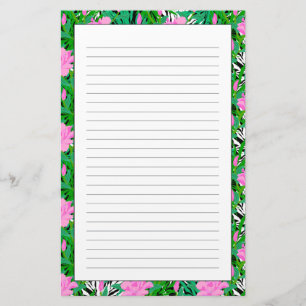 Papelaria Teste padrão tropical com flores da selva
