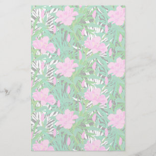Papelaria Teste padrão tropical com flores da selva
