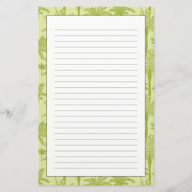 Papelaria Teste padrão verde das palmeiras (Frente)