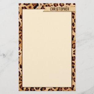 Papelaria Texto Rústico: Leopard Print Add Name