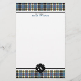 Papelaria Thompson Clan Blue Dress Formal Tartan Monograma