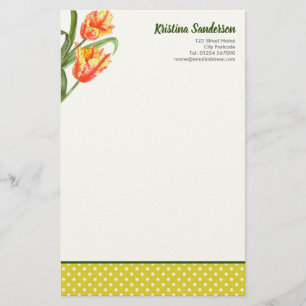 Papelaria Tijolo Amarelo Aquarela Tulipas Arte Floral