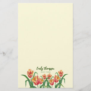 Papelaria Tijolo Amarelo Aquarela Tulipas Arte Floral