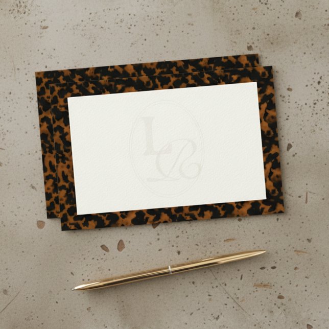 Papelaria Típica Elegante Monograma Tortoise Shell (Upgrade your personal stationary with this Elegant Typography Monogram Tortoise Shell Stationery! )